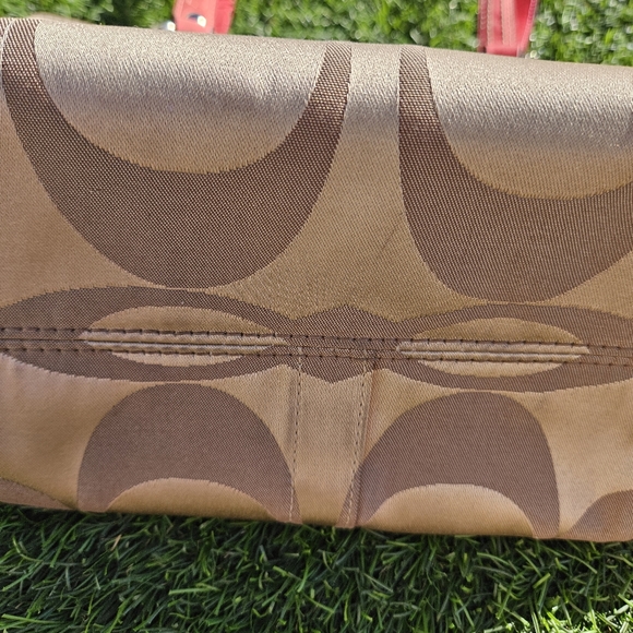 Coach Signature Canvas Shoulder Purse Satchel Neon Coral **WITH Coach Dust Bag** - Picture 12 of 16